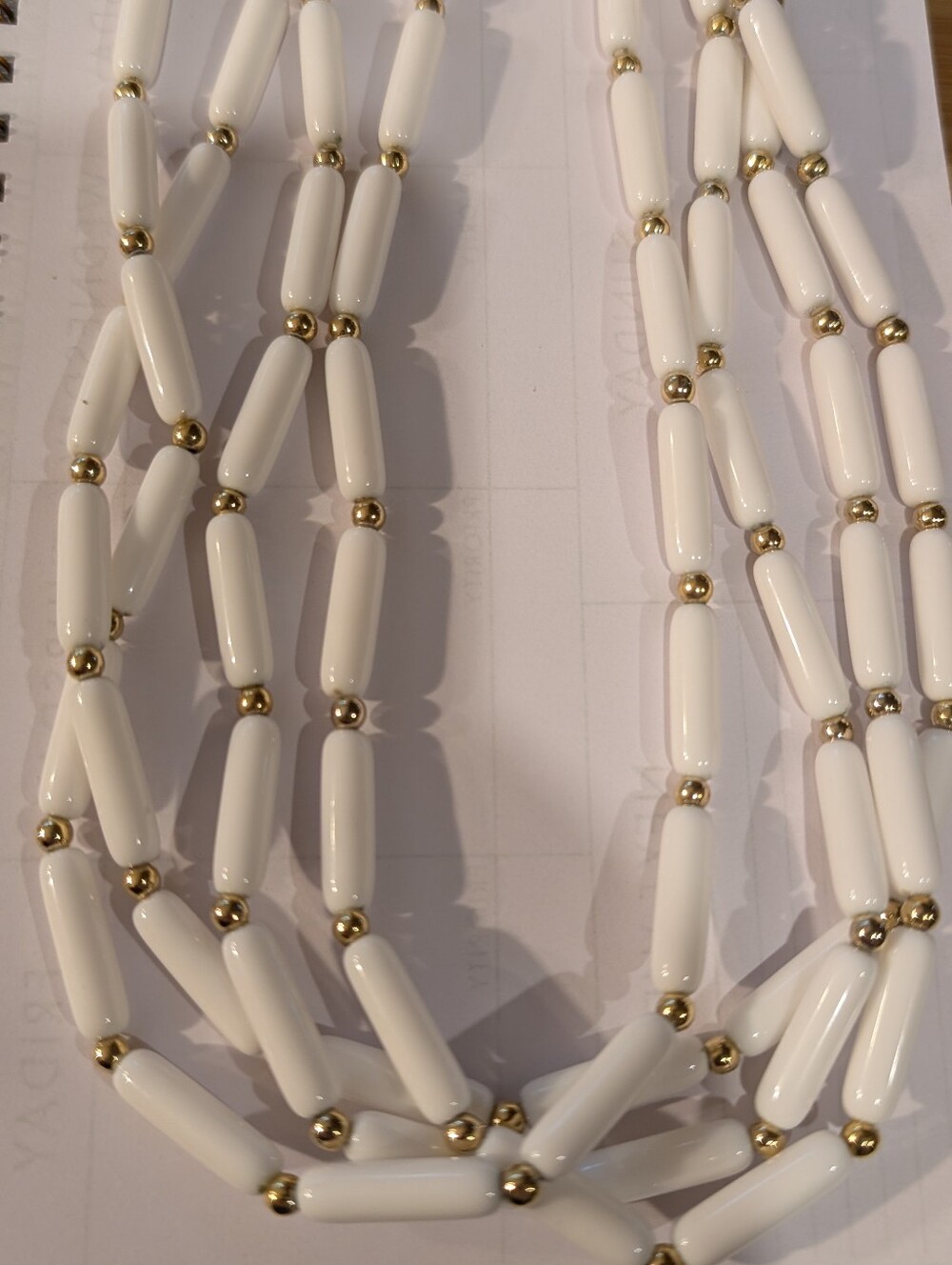 Beaded Multi Strand Necklace White Gold Beach Vacation Necklace
